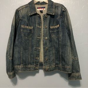 Weathered Denim Jacket, Size 14/16W
